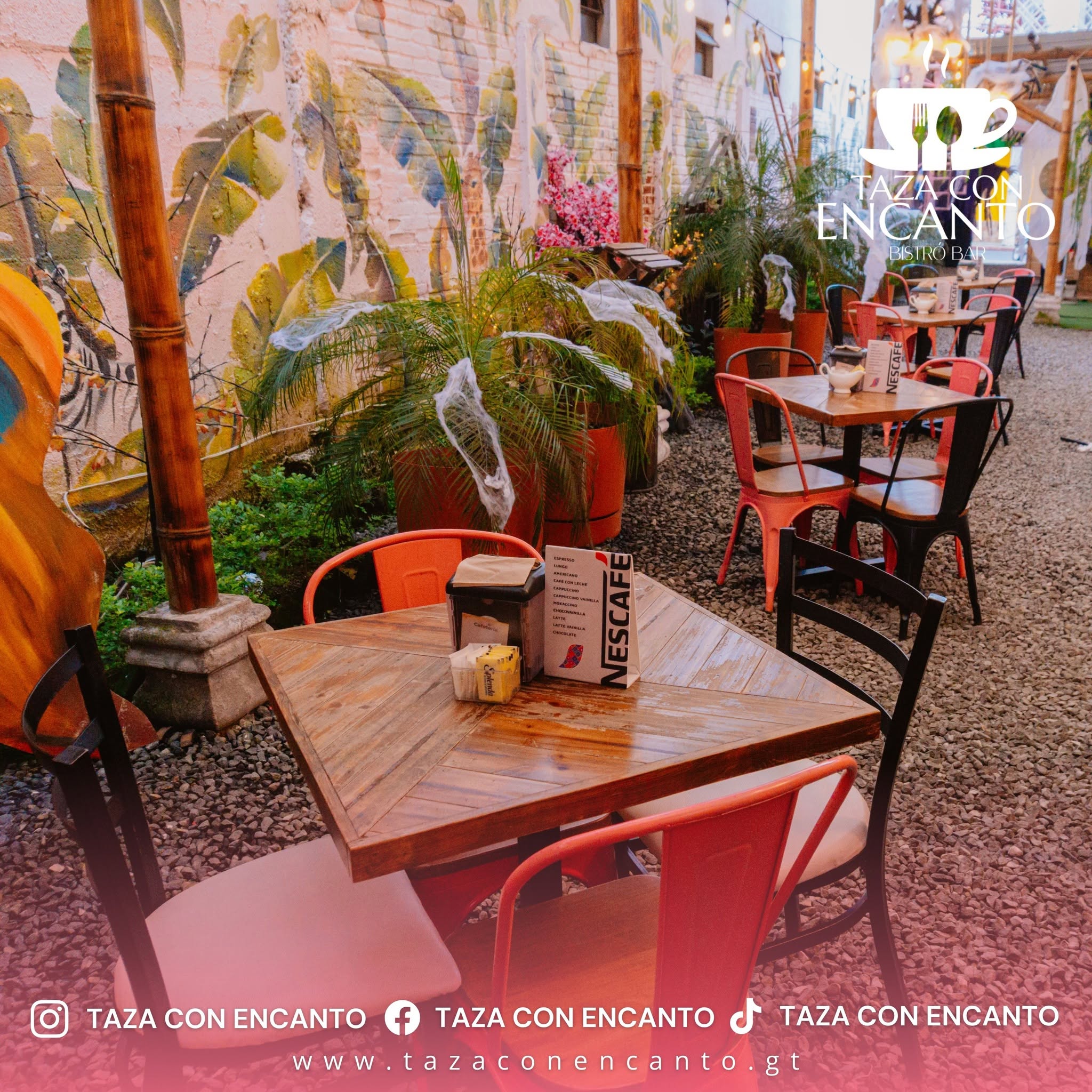 Platillos y café del bistró Taza con Encanto